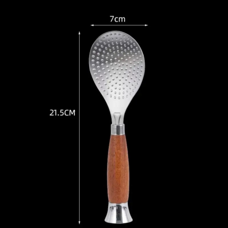 1/2Pcs Rice Scoop Thickened Stainless Steel and Wooden Handle Spoon Non-stick Rice Spatula Household Restaurant Kitchen Tools