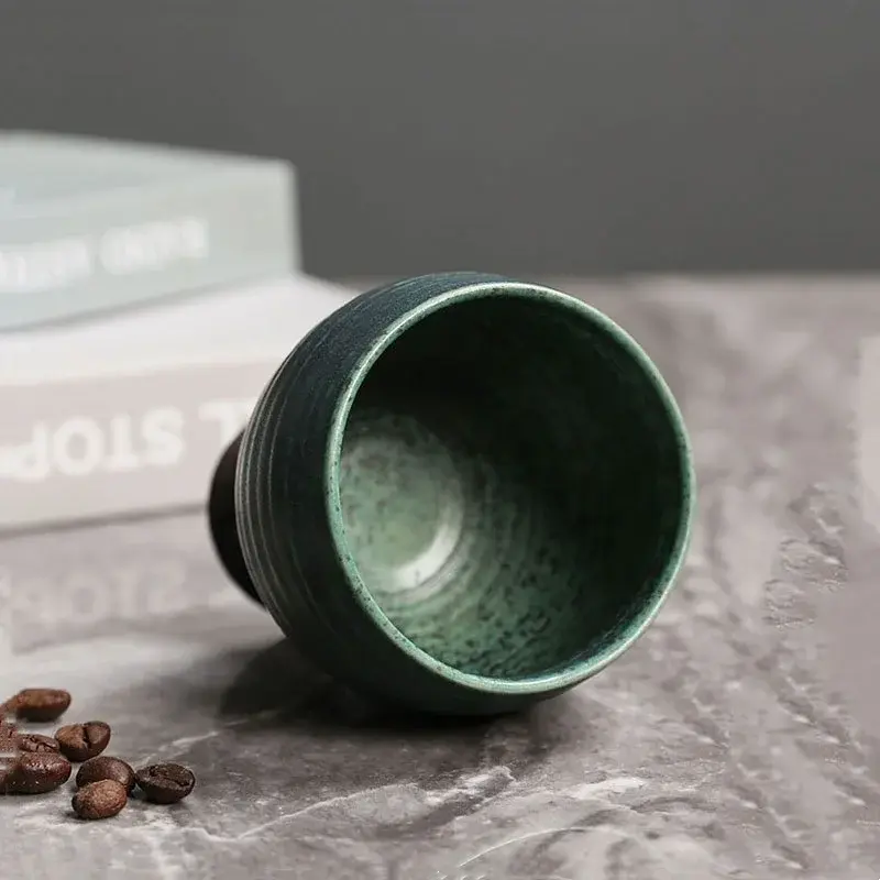 Retro Ceramic Coffee Cup Creative Goblet Coarse Pottery Milk Flower Cup Home Coffee Table Accessories Ceramic Cups With spoon
