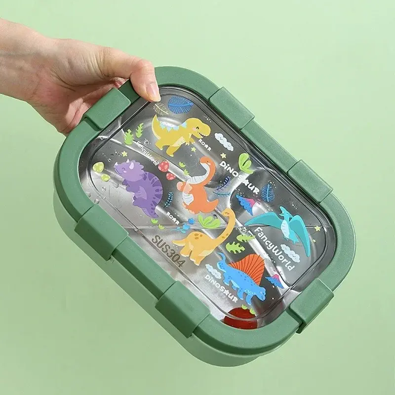 Cartoon Lunch Box Stainless Steel Compartment Bento Box Microwave Available Food Container Students Office Worker Portable Bento