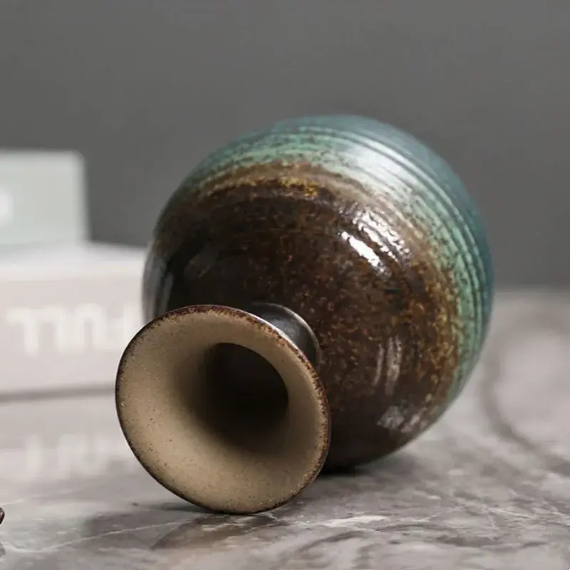 Retro Ceramic Coffee Cup Creative Goblet Coarse Pottery Milk Flower Cup Home Coffee Table Accessories Ceramic Cups With spoon