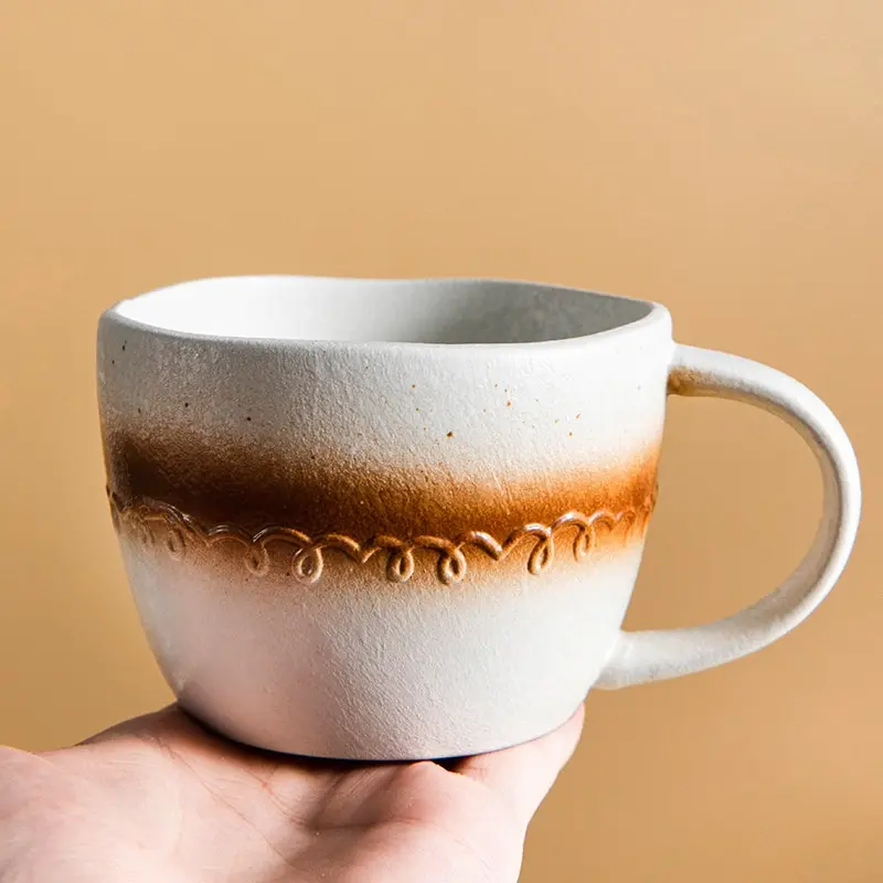 Retro Ceramic Mug Coffee Cups Home Breakfast Milk Cup Hand-painted Water Mugs Household Office Drinking Utensil Kitchen Gadgets