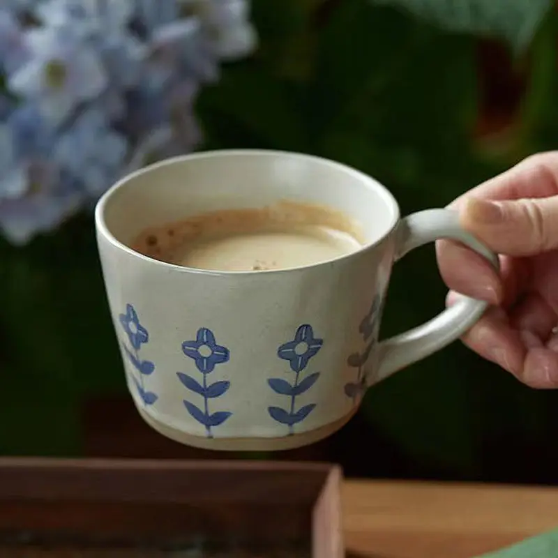 Retro Ceramic Mug Coffee Cups Home Breakfast Milk Cup Hand-painted Water Mugs Household Office Drinking Utensil Kitchen Gadgets