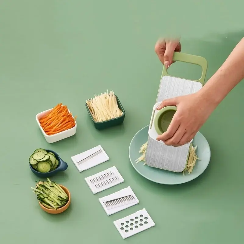 Kitchen 5 in 1 Stainless Steel Multifunctional Safe Manual Vegetable Slicer Cutter Potato Shredders Garlic Carrot Grater Chopper