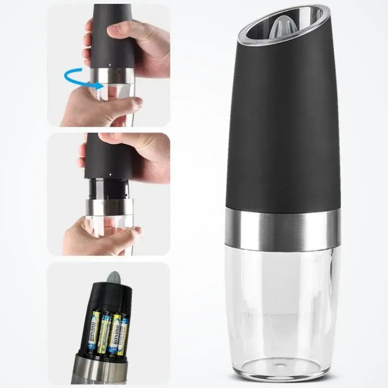 Gravity LED Electric Spice Grinder Electric Fully Automatic Grinder Adjustable Thickness Barbecue Seasoning Tool Pepper Grinder