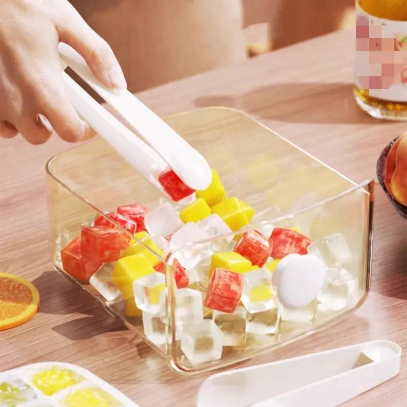 Ice Mold Ice Maker Machine with Easy-press Lid Ice Box Large Capacity Storage Containers Household Mould Kitchen Accessories