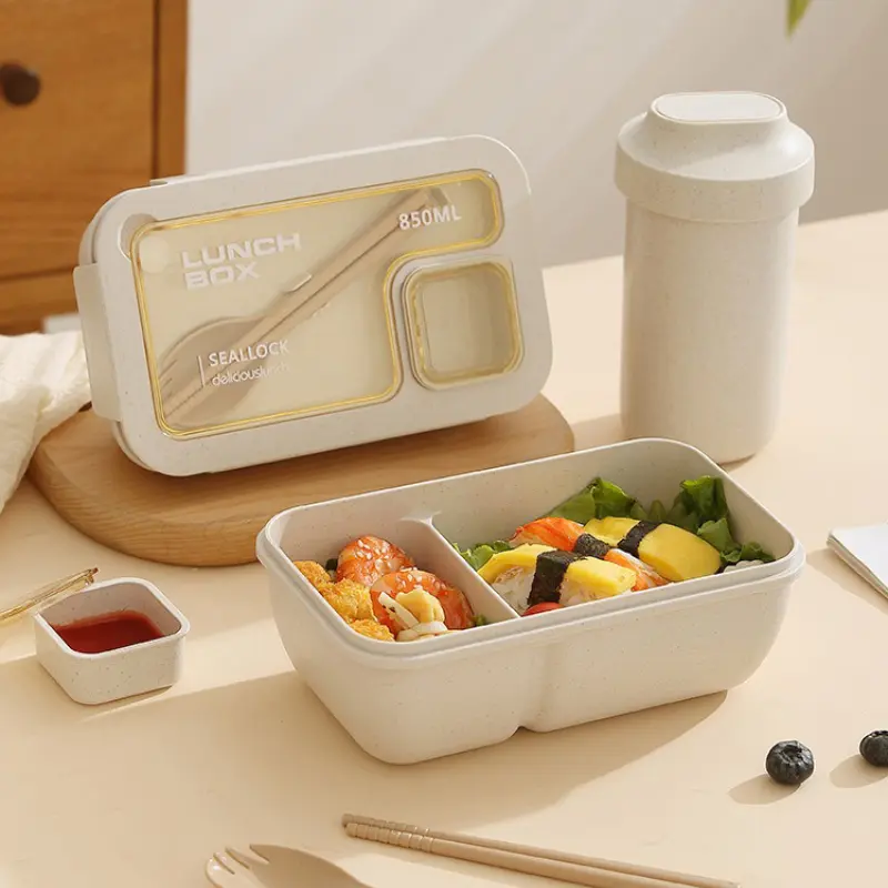 Bento Box Water Cup/soup Bowl with Grease Proofing Storage Bag Portable Lunch Box Set for School Students Office Workers Picnic