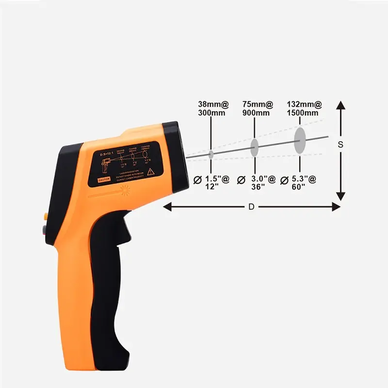Infrared Thermometer Handheld Heat Temperature Tester Non-Contact Pyrometer Oil Temperature Thermometer Home Instrument Tool