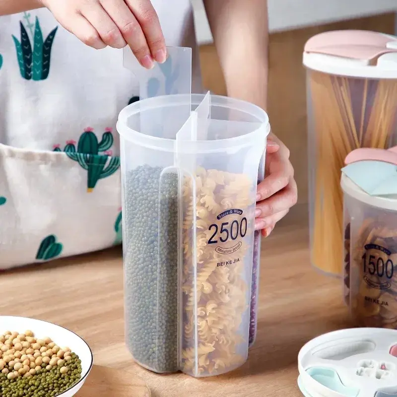 Kitchen Storage Box Transparent Multigrain Storage Tank Spaghetti Cereal Separate Dispenser Organizer Container Kitchen Gadgets