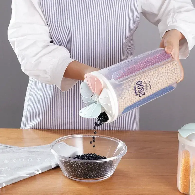 Kitchen Storage Box Transparent Multigrain Storage Tank Spaghetti Cereal Separate Dispenser Organizer Container Kitchen Gadgets