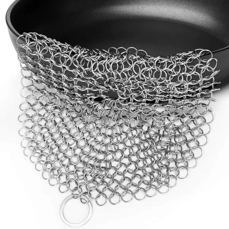 Cast Iron Cleaner Stainless Steel Cleaning Brush Rust Pot Plate Scrubber Brush Reusable Washing Net Scouring Pad Kitchen Gadgets