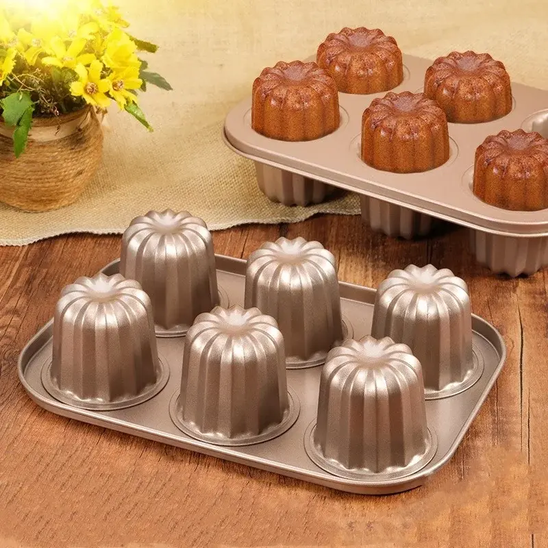 6/9/12 Holes Cake Mould Carbon Steel Bakeware Mini Cake Pan Cannelés Muffin Cupcake Molds Dessert Baking Tool Home Kitchen Cook