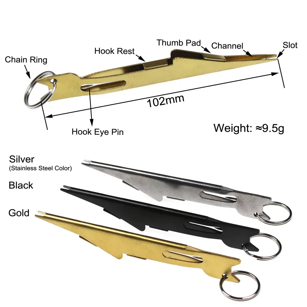Decoupling Device Tie Fast Knot Tying Tool Fly Fish Fishing Line Tyer With Hook Eye Cleaner Silver Fishing Gear Hook Remover
