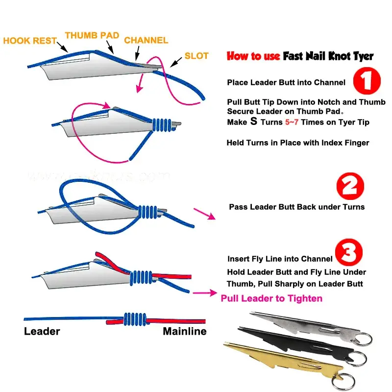 Decoupling Device Tie Fast Knot Tying Tool Fly Fish Fishing Line Tyer With Hook Eye Cleaner Silver Fishing Gear Hook Remover