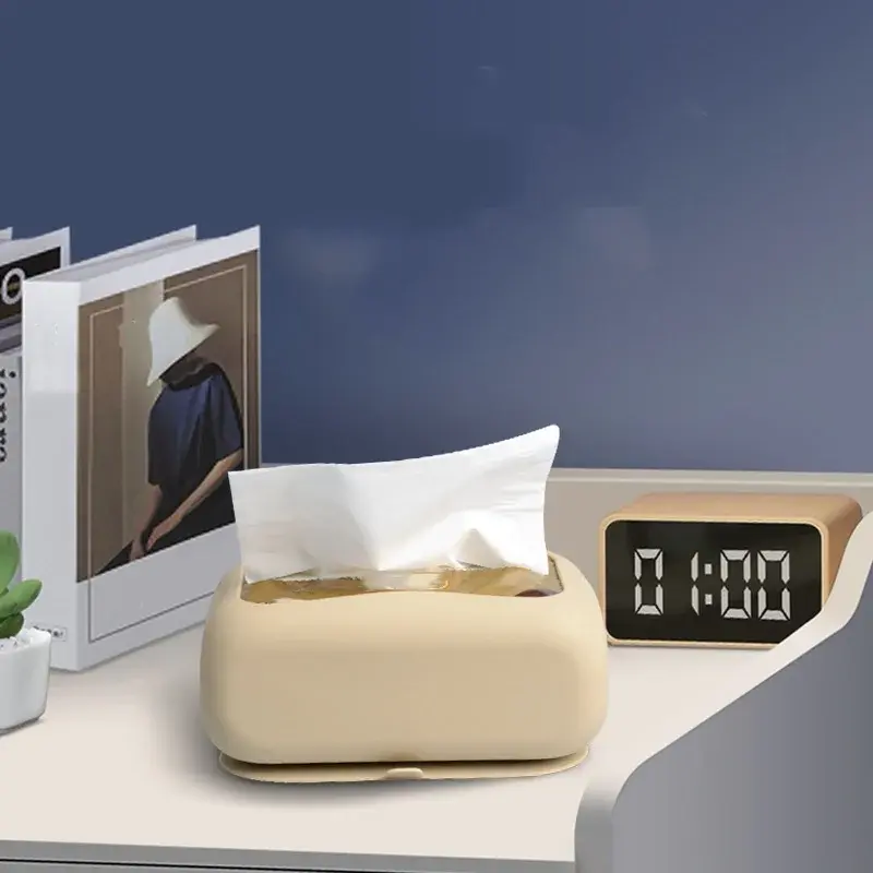 Creative Round Corner Tissue Box Coffee Table Desk Decoration Minimalism Silica gel Tissue Box Bedside Table Paper Towel Case