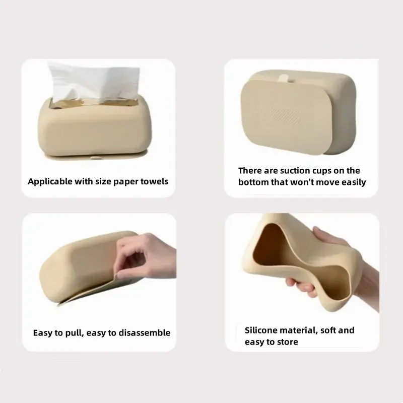 Creative Round Corner Tissue Box Coffee Table Desk Decoration Minimalism Silica gel Tissue Box Bedside Table Paper Towel Case