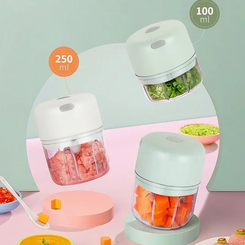Electric Garlic Chopper Portable Vegetable Chopper Garlic Masher Food Processor for Ginger Peppers Meat Spices BBQ Accessories