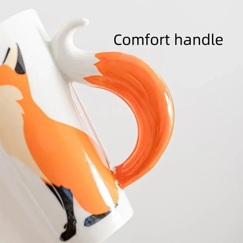 360ML Ceramic Fox Mug Creative Fox Tail Water Cup Cartoon Animal Coffee Tea Milk Cups Office Mug Gift Home Decor Accessories