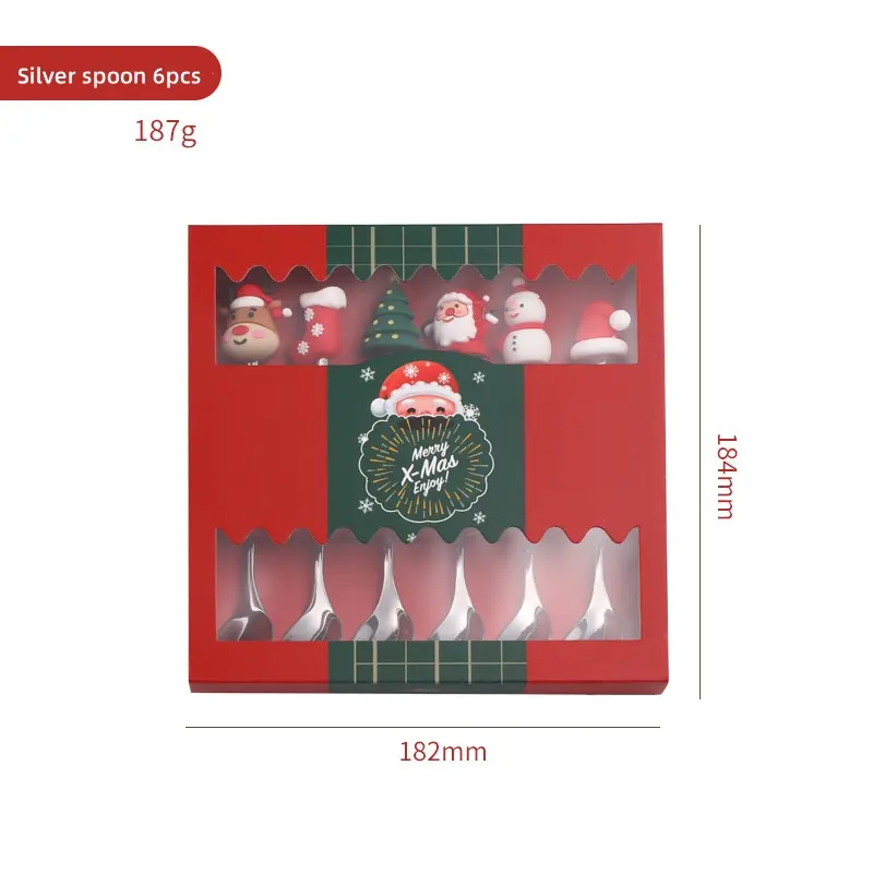 6/4PCS Christmas Gift Glod Silver Spoon Fork Set Elk Christmas Tree Decoration Dessert Scoop Fruit Fork Coffee Spoon Cutlery Set