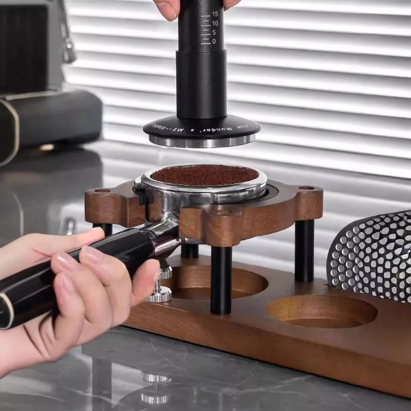 51/53/58mm Universal Solid Wood Coffee Powder Pressing Base Cloth Powder Machine Coffee Tool Storage Seat Coffee Handle Bracket