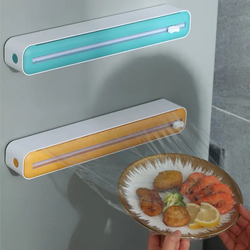 Plastic Wrap Cutting Box Cling Film Cutter Multifunction Food Film Dispenser Waterproof Magnetic Storage Box Kitchen Gadgets