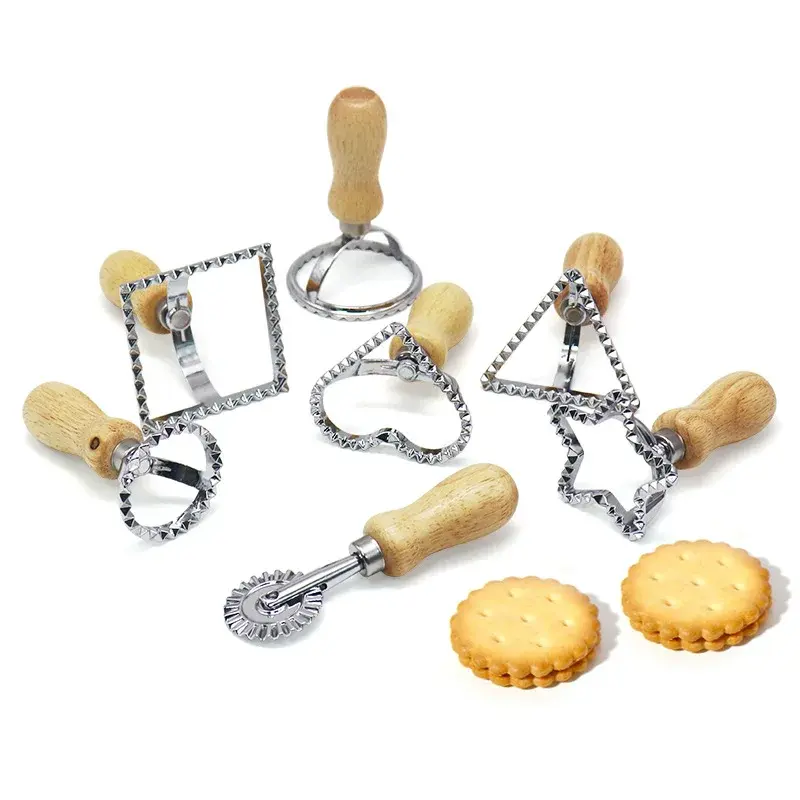 Baking Cookie Cutter Biscuit Maker Mold Pizza Cutting Wheel Tools MouldsAluminium Alloy Ravioli Pasta Tools Square Cutters