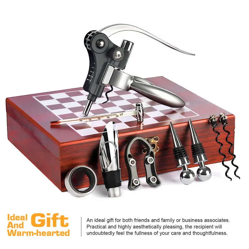Red Wine Bottle Opener Set Zinc Alloy Rabbit Head Bottle Opener Chess Board Pattern Gift Box Set Bottle Opener Set Holiday Gift