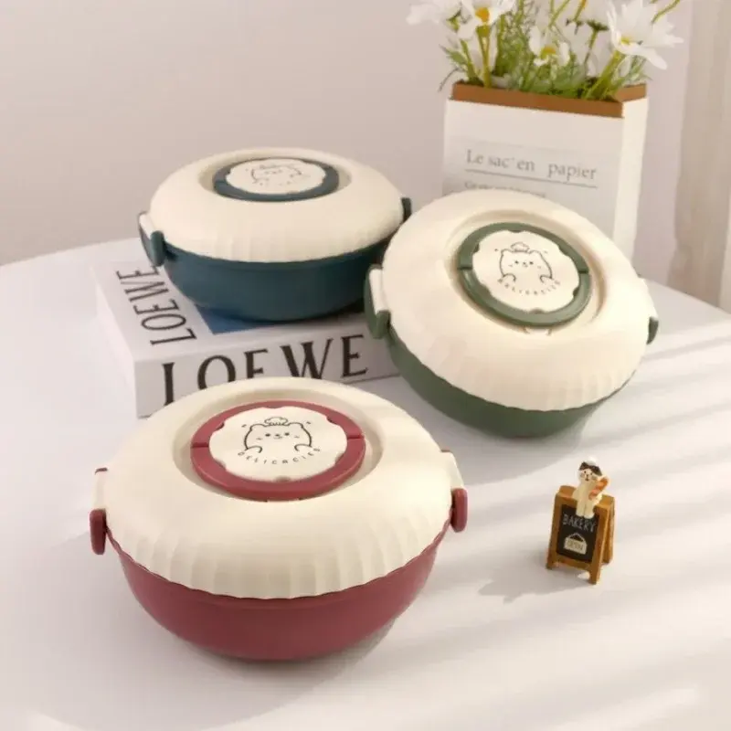 Large-capacity Double-layer Bento Box with Sauce Compartment Microwave Heat Plastic Lunch Box for Student Portable Lunch Box
