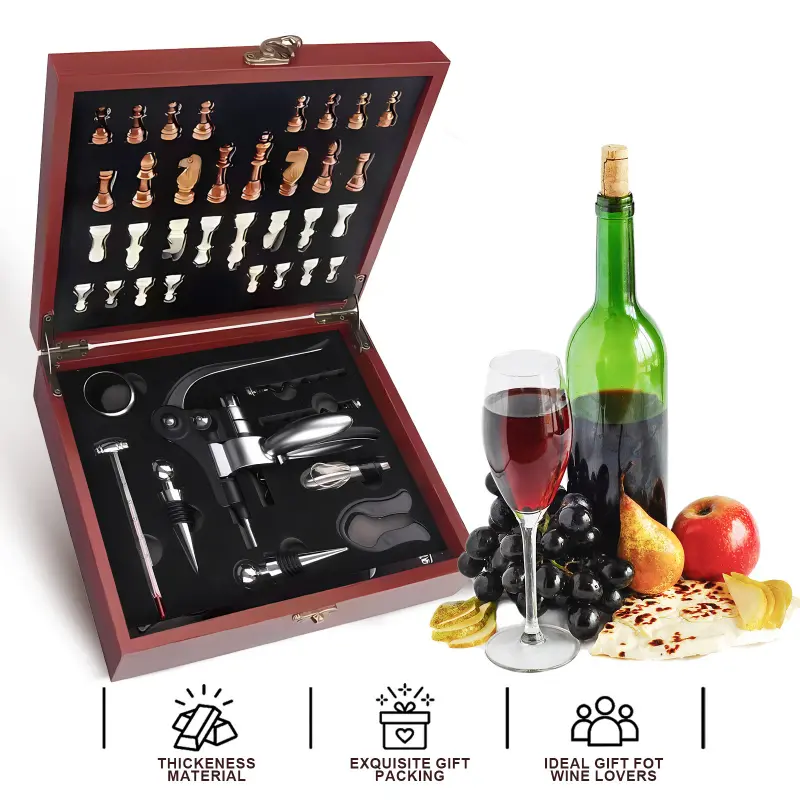 Red Wine Bottle Opener Set Zinc Alloy Rabbit Head Bottle Opener Chess Board Pattern Gift Box Set Bottle Opener Set Holiday Gift