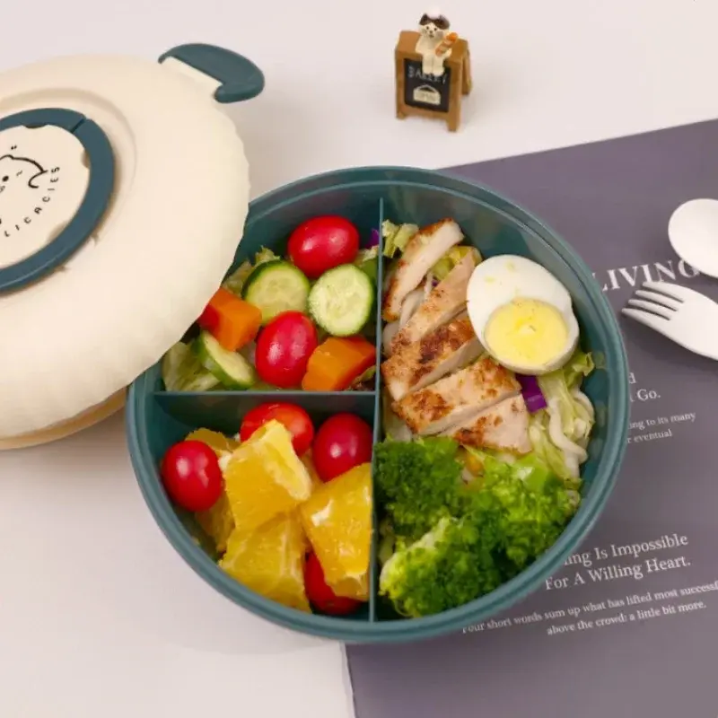 Large-capacity Double-layer Bento Box with Sauce Compartment Microwave Heat Plastic Lunch Box for Student Portable Lunch Box