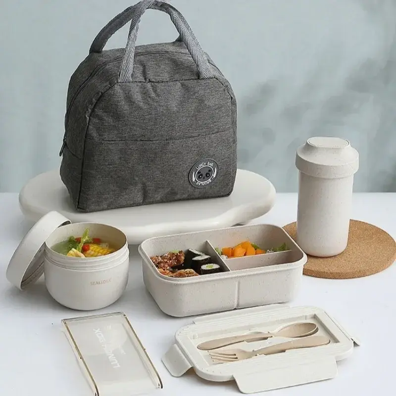 Lunch Box Portable Tableware Set Water Cup Soup Bowl Bento Box Cutlery Picnic Student Office Workers Food Containers Dinnerware