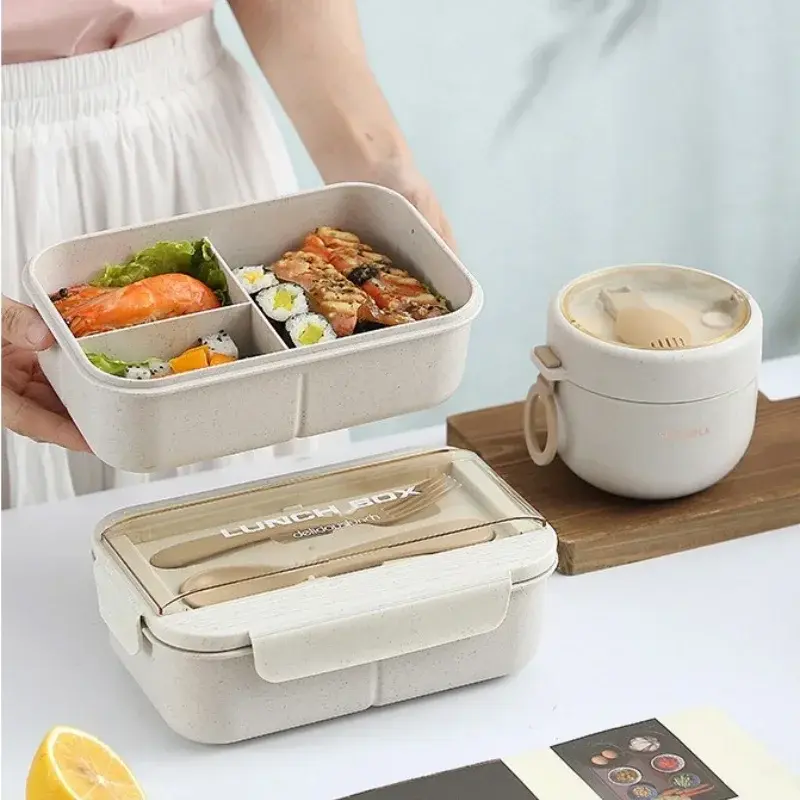 Lunch Box Portable Tableware Set Water Cup Soup Bowl Bento Box Cutlery Picnic Student Office Workers Food Containers Dinnerware
