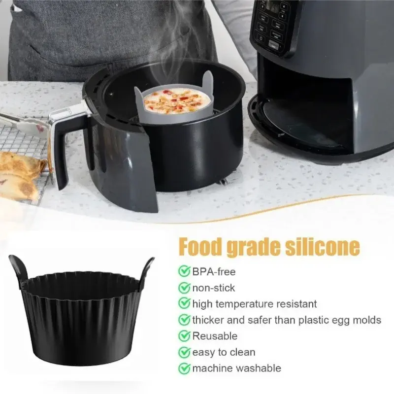 Silicone Basket Muffin Cup Mold Air fryer Oven Baking Tray Pizza Fried Chicken Basket Silicone Molds for Airfryer Microwave Oven