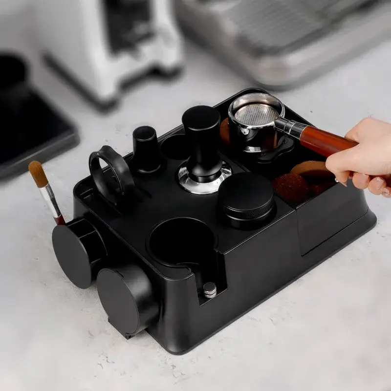 Italian Coffee Powder Holder Storage Rack Filling Press Holder ABS Multifunctional Handle Coffee Crumb Box Powder Press Device