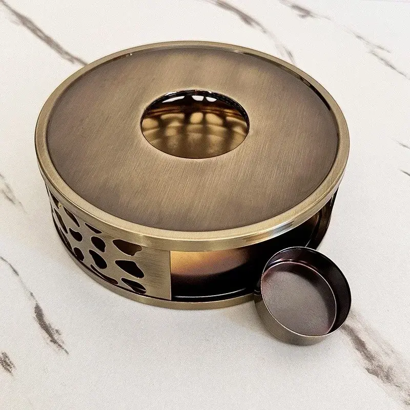 Stainless Steel Heating Base Teapot Stand Hollow Design Candle Warmer Tea Ceremony Accessories Home Thermal Insulation Tools