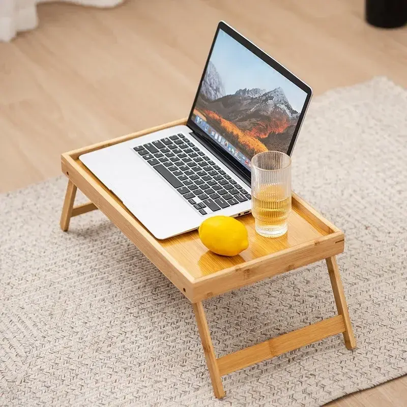 Folding Table Bamboo Mini Dining-table Multifunction Breakfast Dessert Tray Bed Desk Household Living Room Bedroom Supplies