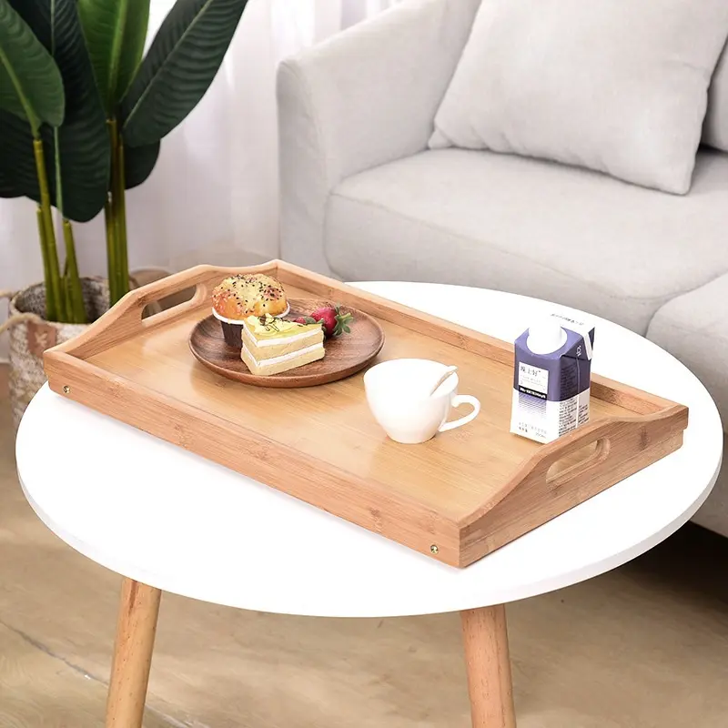 Folding Table Bamboo Mini Dining-table Multifunction Breakfast Dessert Tray Bed Desk Household Living Room Bedroom Supplies