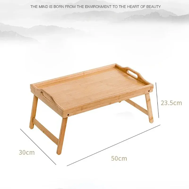 Folding Table Bamboo Mini Dining-table Multifunction Breakfast Dessert Tray Bed Desk Household Living Room Bedroom Supplies