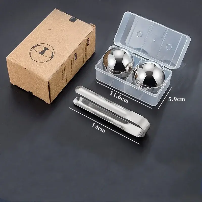 Stainless Steel Round Ice Hockey Ice Clip Set Reusable Long Lasting Freezing Metal Ball Whiskey Beer Cooler Party Bar Tools