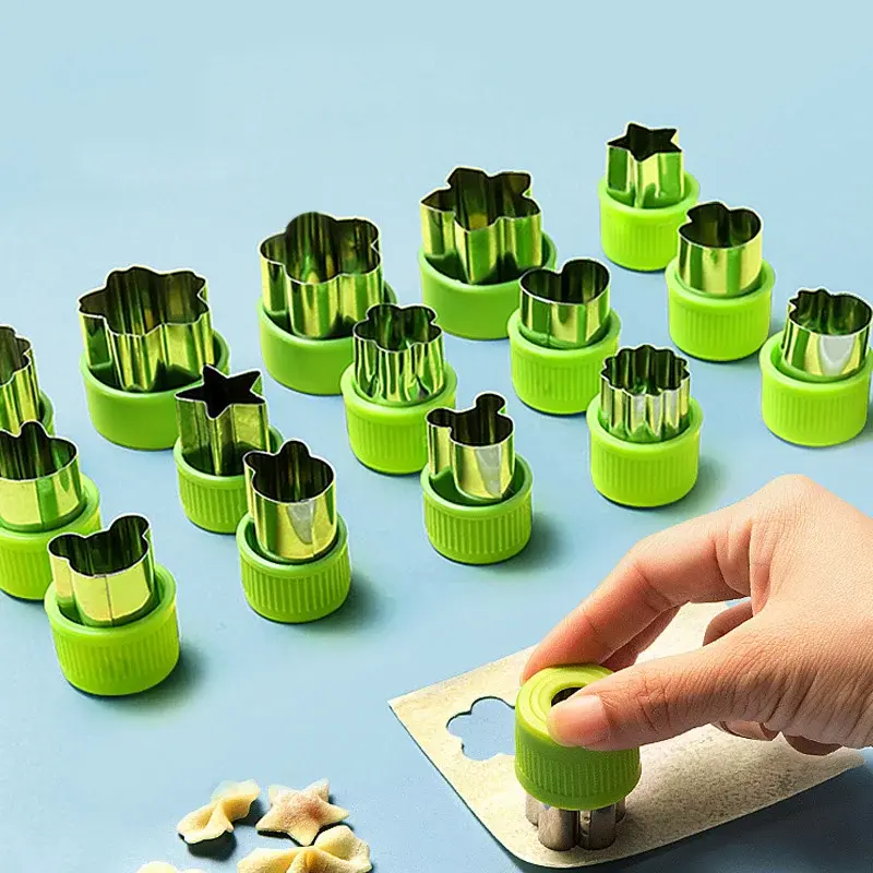 6/8/10Pcs Set Stainless Steel Fruit Cutting Embossing Mold Small Wonton Biscuit Mold Heart/Flower Shape Vegetables Cutter