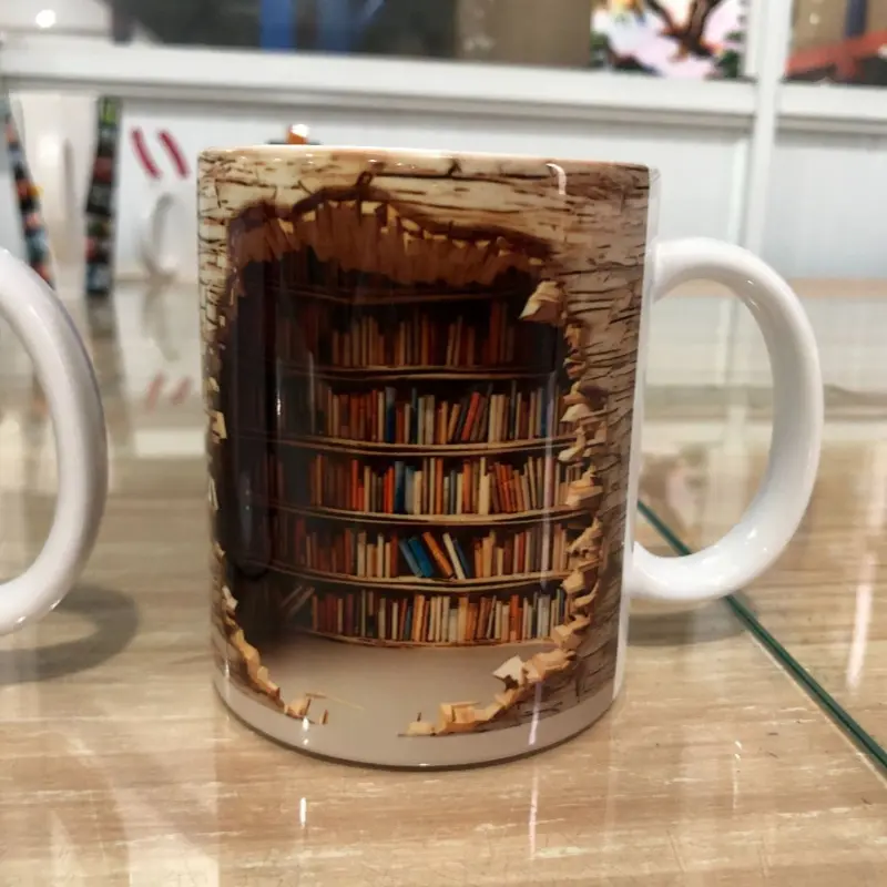 Ceramic 3D  Library Book Mug Shelf Mug Creative Space Design Multi-Purpose Mug Coffee Cup Study Milk Cup Friends Birthday Gift