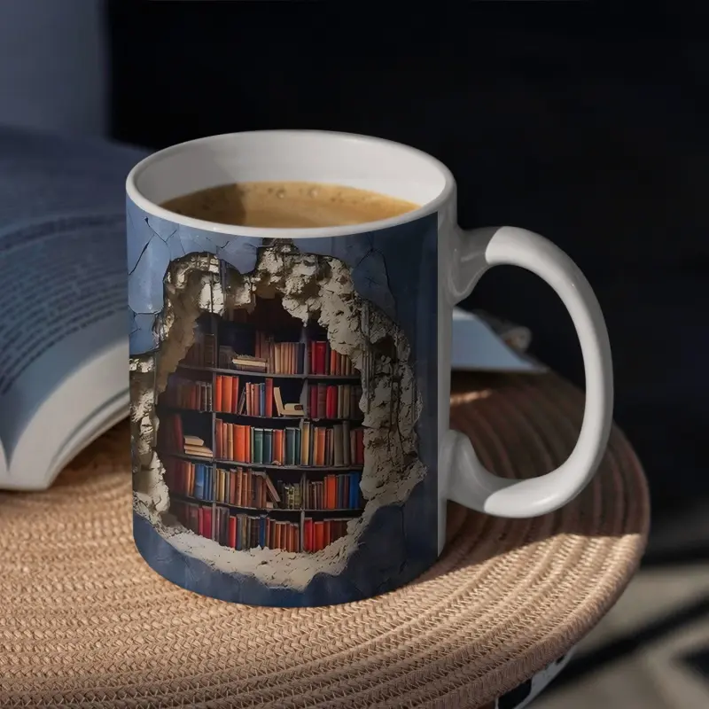 Ceramic 3D  Library Book Mug Shelf Mug Creative Space Design Multi-Purpose Mug Coffee Cup Study Milk Cup Friends Birthday Gift