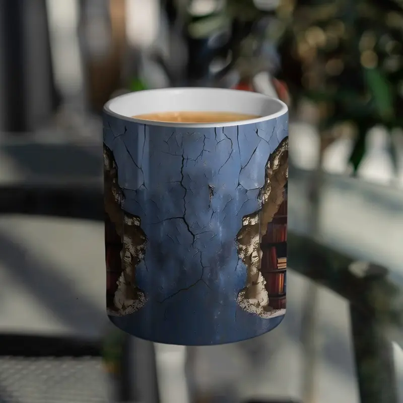 Ceramic 3D  Library Book Mug Shelf Mug Creative Space Design Multi-Purpose Mug Coffee Cup Study Milk Cup Friends Birthday Gift