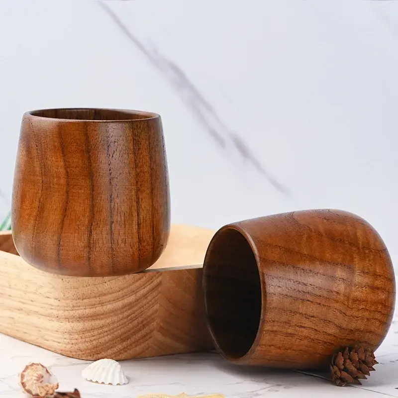 1Pcs 7.5X6.5cm 160ML Retro Handmade Natural Wooden Cup Jujube Wood Reusable Tea Cup Household Kitchen Supplies High Quality
