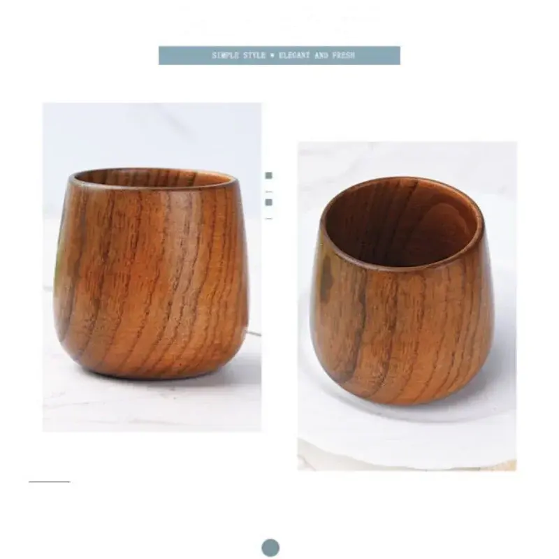 1Pcs 7.5X6.5cm 160ML Retro Handmade Natural Wooden Cup Jujube Wood Reusable Tea Cup Household Kitchen Supplies High Quality