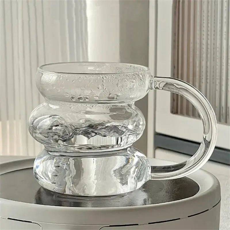 Ins Style irregular Transparent Glass Cup Heat Resistant Coffee Mug Summer drinks Beer Juice Milk Water Cup Cocktail Glass Cups