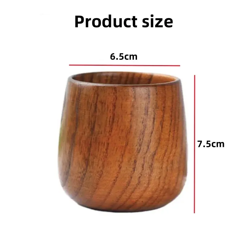 1Pcs 7.5X6.5cm 160ML Retro Handmade Natural Wooden Cup Jujube Wood Reusable Tea Cup Household Kitchen Supplies High Quality