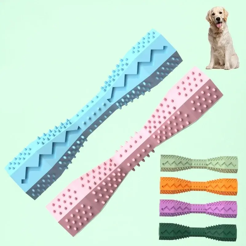 Dog Chew Toy Dog Teeth Grinding Rod Hexagon Soft Rubber Tooth Cleaning Point Massage Toothpaste Pet Grinding Toy Pet Supplies