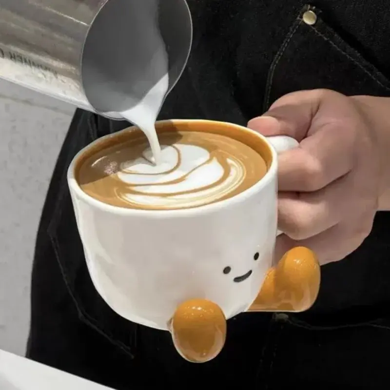 350ml Creative Ceramic Coffee Cup Mug with Handle Cartoon High Temperature Drinking Cup Home Desktop Decoration Water Cup Gift