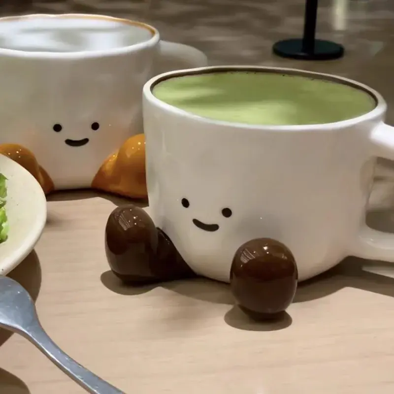 350ml Creative Ceramic Coffee Cup Mug with Handle Cartoon High Temperature Drinking Cup Home Desktop Decoration Water Cup Gift