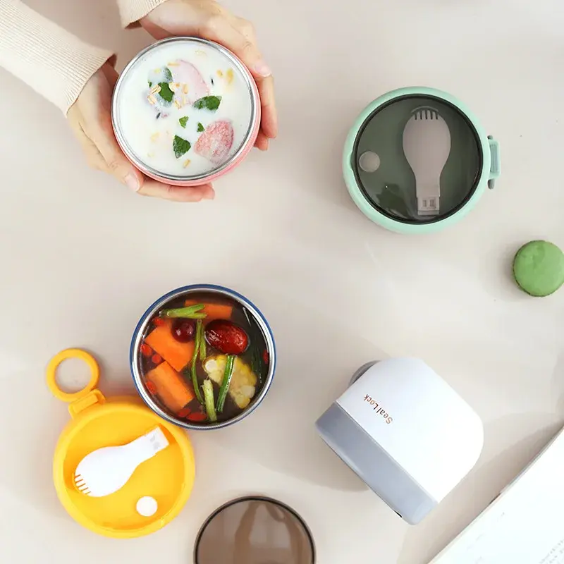 Stainless Steel Soup Cups Thermal Lunch Box Food Thermos Container with Spoon Insulated  Bento Lunch Box for School Office